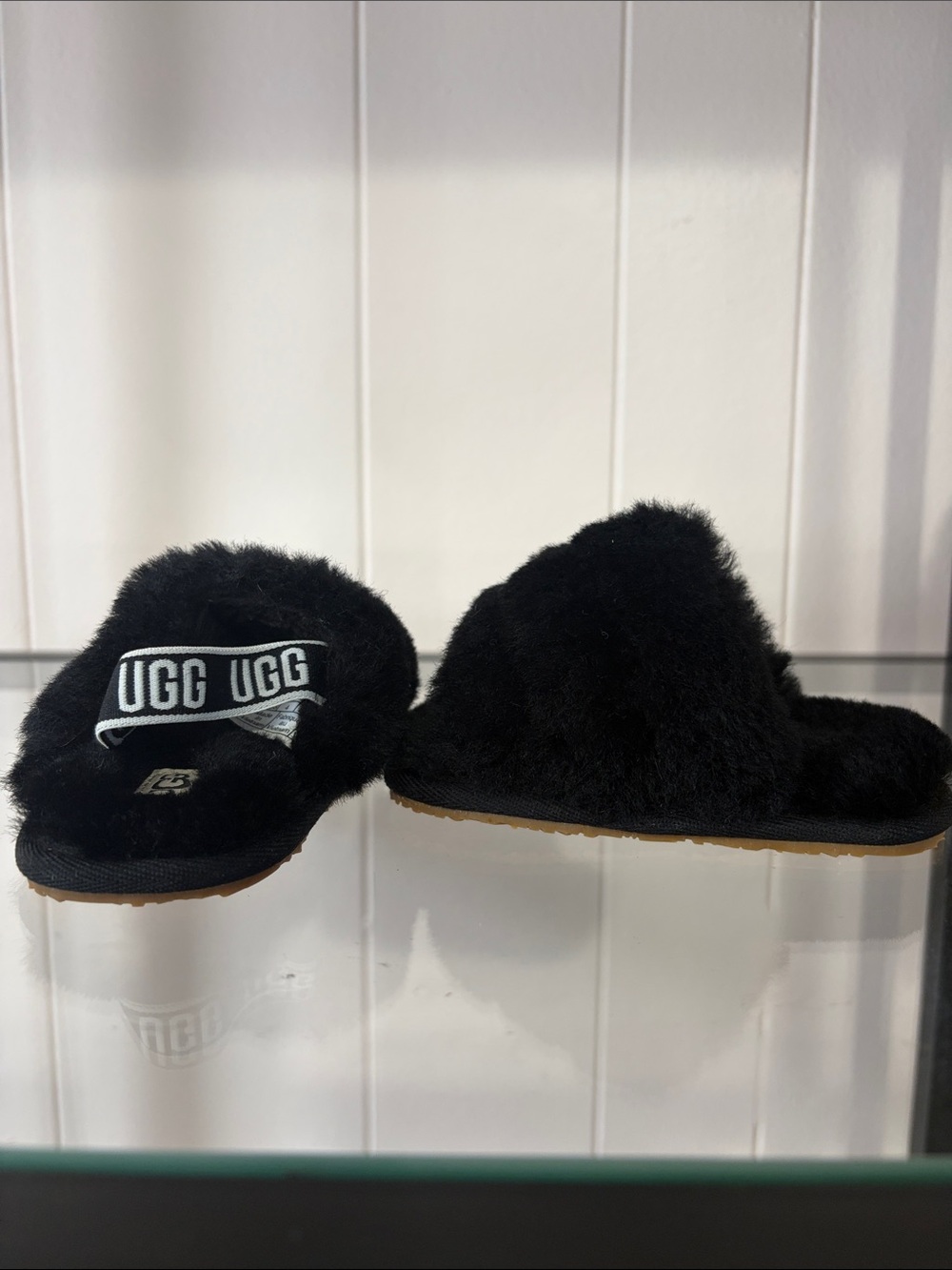 UGG Black Plush Slide Sandals